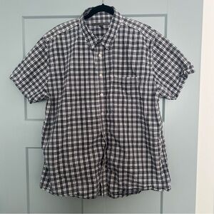 Old Navy Men’s XXL Blue White Plaid Button Down Shirt Long Sleeve Casual